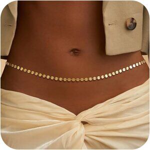 Gold Body Chain Dainty Adjustable Waterproof Waist Beads for Women